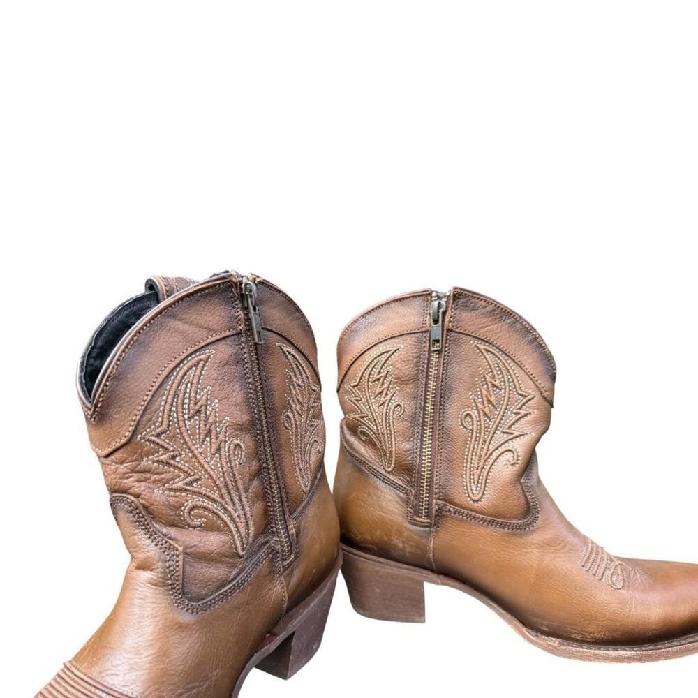 J.B. Dillon Short Western Cowboy Boot Brown Leather Women size 10 - Picture 5 of 7